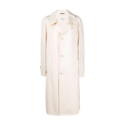 Maison Margiela Long Cotton Trench Coat In White