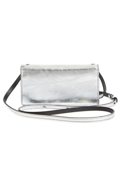 Shop Tom Ford Mini Metallic Leather Crossbody Bag In Silver