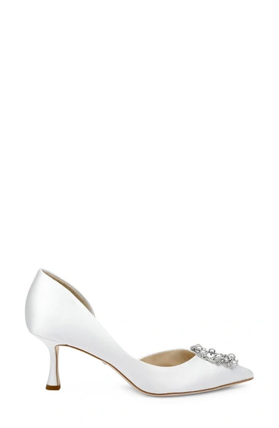 Shop Badgley Mischka Fabia Embellished Pointed Toe Pump In Soft White