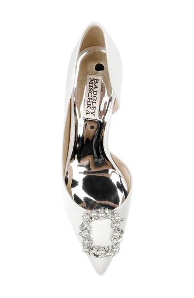 Shop Badgley Mischka Fabia Embellished Pointed Toe Pump In Soft White