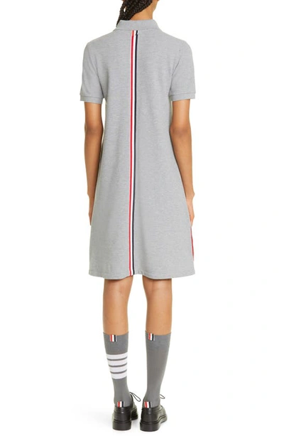 Shop Thom Browne Stripe Piqué Polo Dress In Light Grey