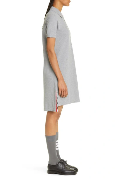 Shop Thom Browne Stripe Piqué Polo Dress In Light Grey