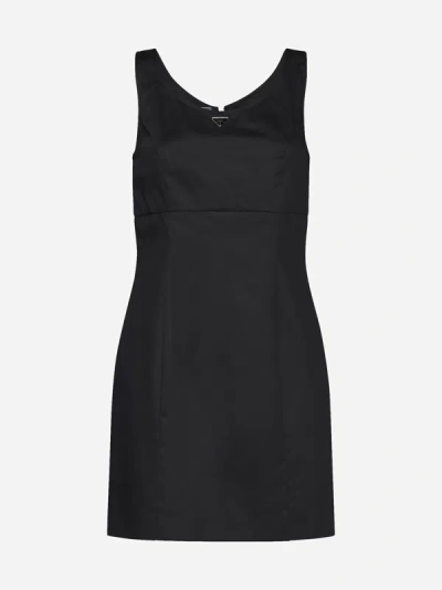 Shop Prada Cotton Mini Dress In Black