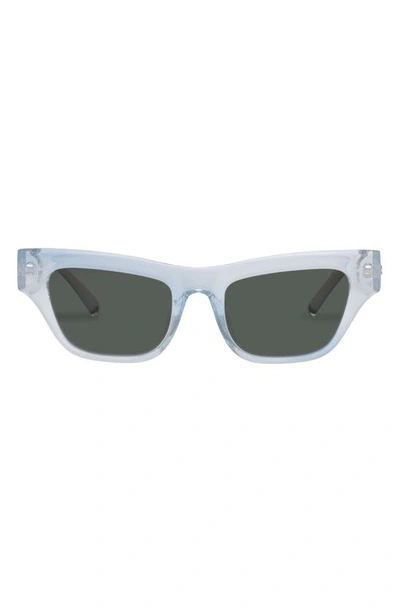 Shop Le Specs Hankering 50mm Rectangular Sunglasses In Blue / Khaki Mono