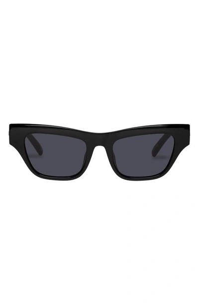 Shop Le Specs Hankering 50mm Rectangular Sunglasses In Black / Smoke Mono