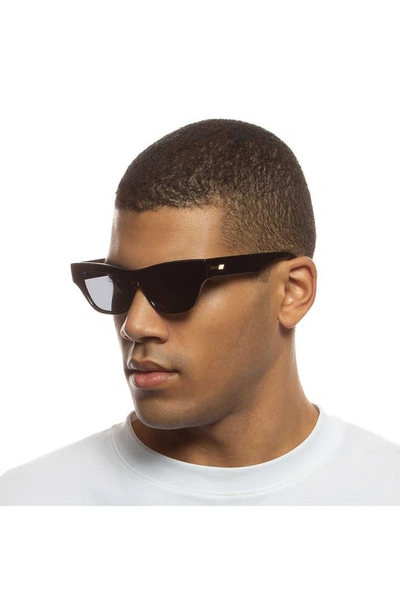 Shop Le Specs Hankering 50mm Rectangular Sunglasses In Black / Smoke Mono