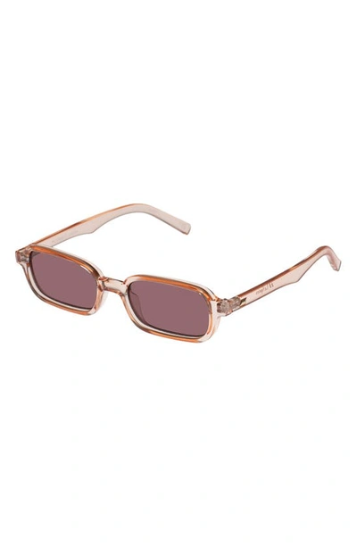Shop Le Specs Pilferer 53mm Rectangular Sunglasses In Pink / Smokey Brown Mono