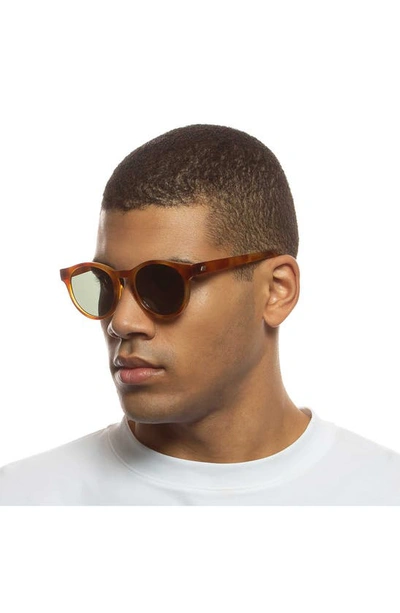 Shop Le Specs 50mm Round Sunglasses In Tort / Khaki Mono