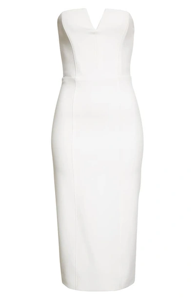 Shop Veronica Beard Nabi Strapless Midi Dress In Off-white