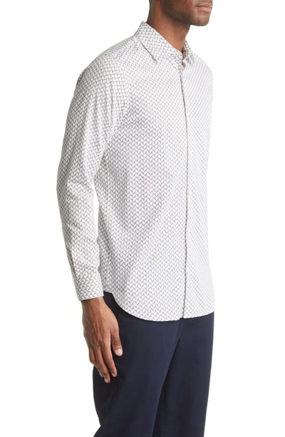 Shop Ted Baker Willuw Line Geo Print Button-up Shirt In White