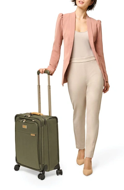 Shop Briggs & Riley Baseline Global Spinner Carry-on In Olive