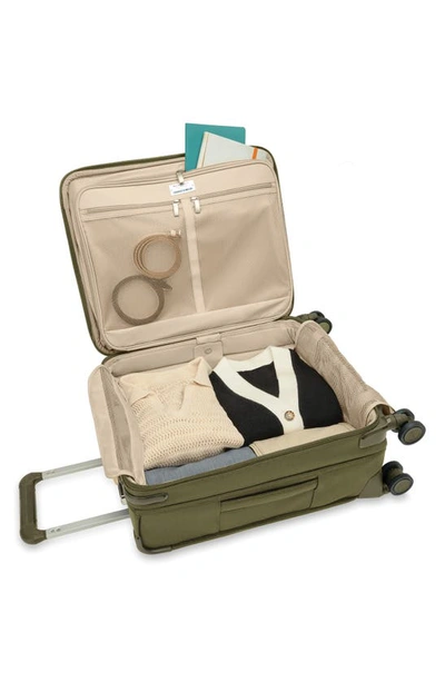 Shop Briggs & Riley Baseline Global Spinner Carry-on In Olive