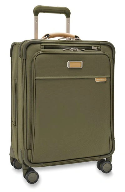 Shop Briggs & Riley Baseline Global Spinner Carry-on In Olive