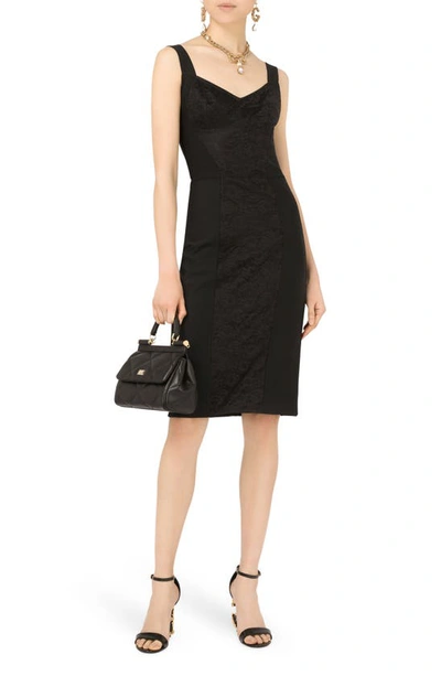 Shop Dolce & Gabbana Jacquard Panel Corset Dress In Black