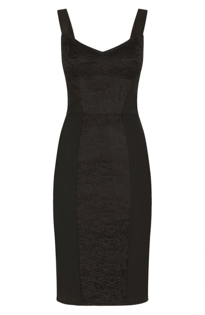 Shop Dolce & Gabbana Dolce&gabbana Jacquard Panel Corset Dress In Black
