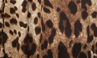 Shop Dolce & Gabbana Dolce&gabbana Leopard Print Wide Leg Stretch Silk Satin Pajama Pants In Light Brown