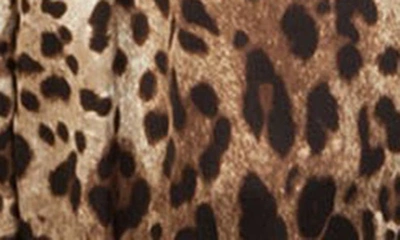 Dolce & Gabbana Leopard Print Wide Leg Stretch Silk Satin Pajama Pants In Light Brown