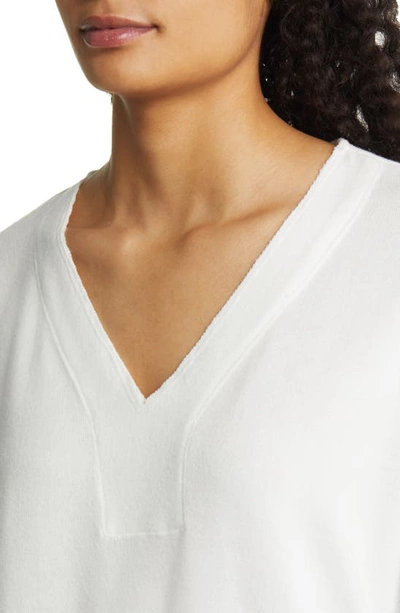 Shop Vince Camuto Ribbed Sleeve V-neck Top In New Ivory