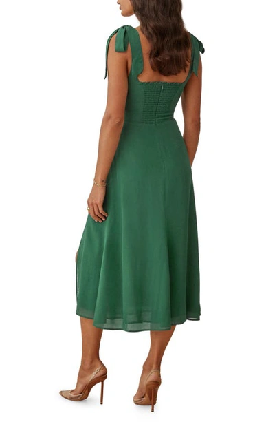 Shop Reformation Twilight Tie Shoulder Midi Dress In Emerald
