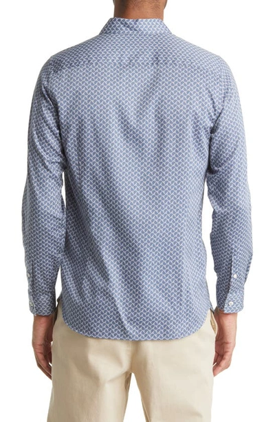 Shop Ted Baker Willuw Line Geo Print Button-up Shirt In Blue
