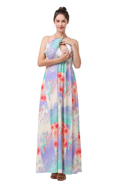 Shop Kimi And Kai Pixie Floral Maternity/nursing Maxi Dress In Multicolored