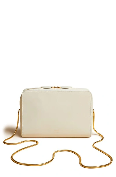 Shop Khaite Anna Calfskin Leather Crossbody Bag In Ivory