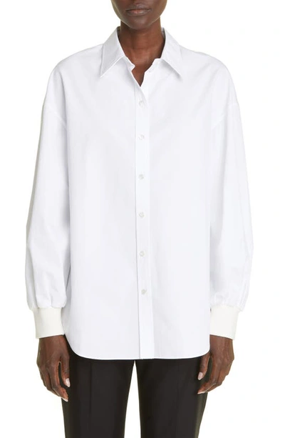 Shop Alexander Mcqueen Cocoon Cotton Blouse In Optical White