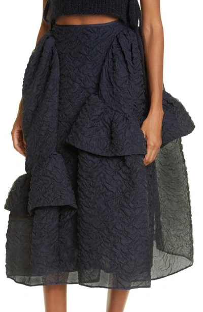 Shop Cecilie Bahnsen Damara Nimbus Matelassé Skirt In Navy Blue