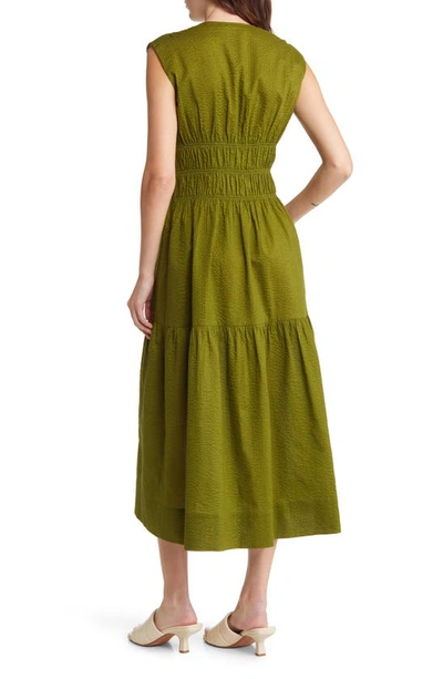 Shop Frame Shirred V-neck Dress In Palm