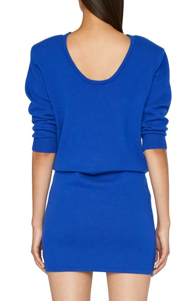 Shop Frame Padded Shoulder Cashmere Blend Sweater Dress In Ultramarine