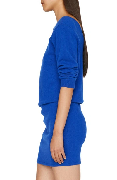 Shop Frame Padded Shoulder Cashmere Blend Sweater Dress In Ultramarine