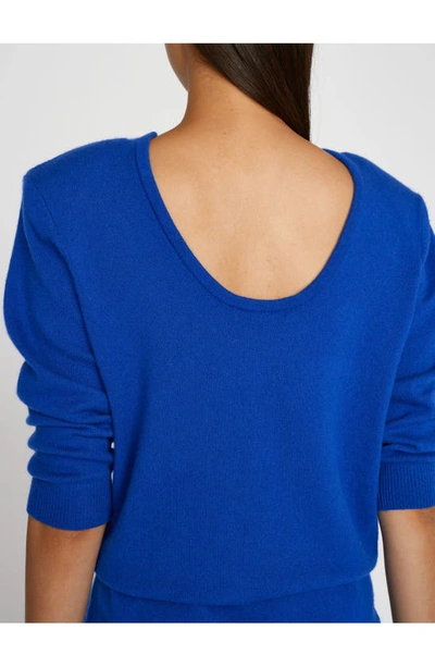 Shop Frame Padded Shoulder Cashmere Blend Sweater Dress In Ultramarine