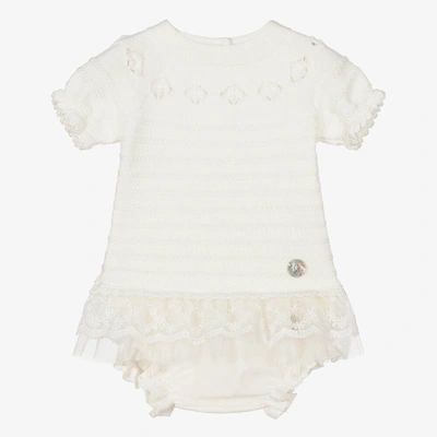 Shop Artesania Granlei Baby Girls Ivory Lace Knit Shorts Set