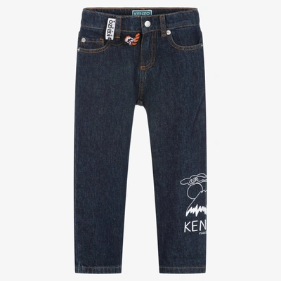 Shop Kenzo Kids Boys Dark Blue Denim Jeans