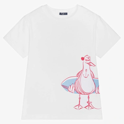 Shop Il Gufo Boys White Seagull Print T-shirt