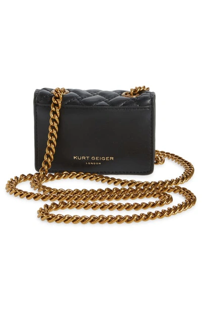 Shop Kurt Geiger Micro Kensington Quilted Leather Crossbody Bag In Black
