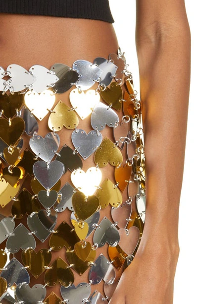 Shop Rabanne Heart Paillette Miniskirt In Silver/ Gold