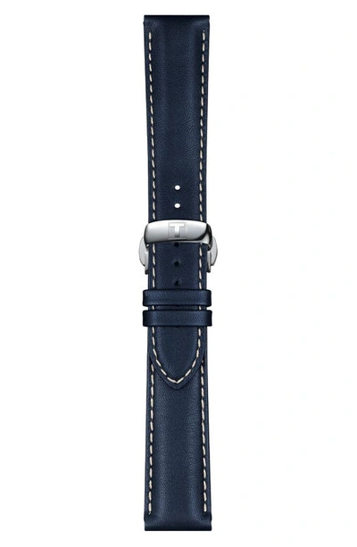 Shop Tissot Gentleman Powermatic 80 Leather Strap Watch, 46mm In Blue