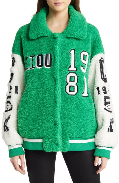 Azalea Wang Patch Bomber Jacket In Green