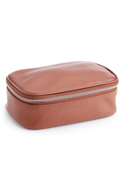 Shop Royce New York Leather Tech Accessory Case In Tan- Gold Foil