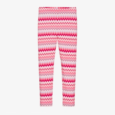 Shop Missoni Girls Pink Zigzag Cotton Leggings
