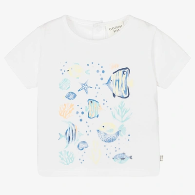 Shop Carrèment Beau Boys White Cotton Aquatic Print T-shirt