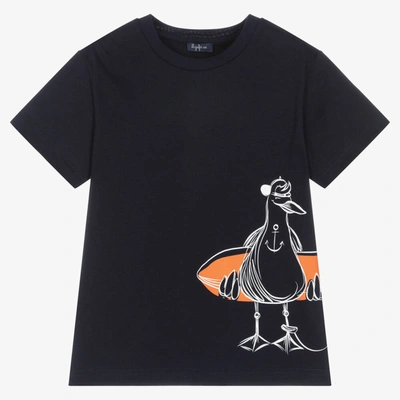 Shop Il Gufo Boys Navy Blue Seagull Print T-shirt