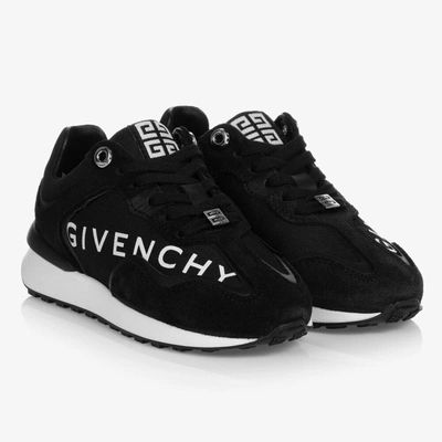 Shop Givenchy Boys Black Suede Leather Trainers