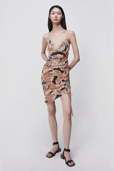 Shop Jonathan Simkhai Trixie Printed Mesh Mini Dress In Soft Clay Multi