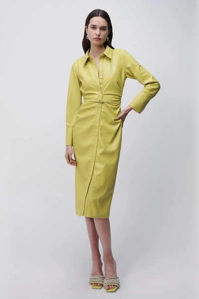 Shop Jonathan Simkhai Hearst Eco-stretch Vegan Midi Dress In Chartreuse
