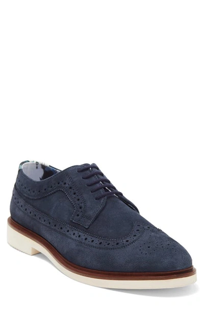 Shop Paisley & Gray Fashion Wingtip Derby In Navy Suede