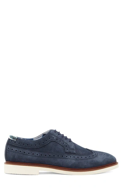 Shop Paisley & Gray Paisley And Gray Fashion Wingtip Derby In Navy Suede