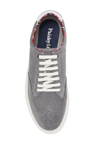 Shop Paisley & Gray Paisley And Gray  Addington Wingtip Leather Sneaker In Grey Suede