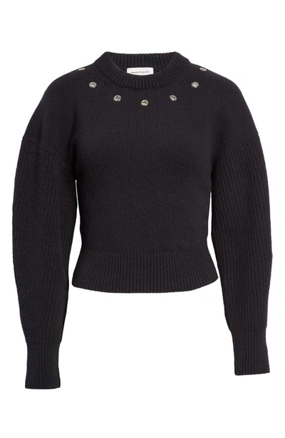 Alexander Mcqueen Rivet Yoke Wool Sweater In Black